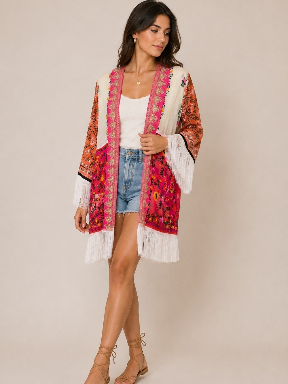Colorful Embroidered Boho Kimono – Handmade Style from Andalusia, Spain